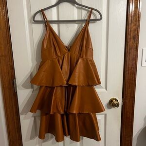 Brown faux leather dress